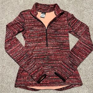 Nike Women's Black and Red Striped Long Sleeve Top